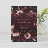 Burgundy Velvet Bloom Wedding Kaart (Staand voorkant)