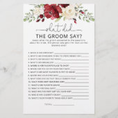 Burgundy Wat zei de bruidegom tegen het bruidsspel (Voorkant)