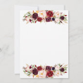Burgundy watercolor modern flowers  invitation  (Dos)