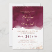 Burgundy Watercolor Wedding Invitation (Devant)