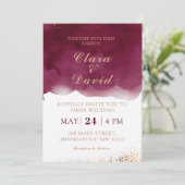 Burgundy Watercolor Wedding Invitation (Debout devant)