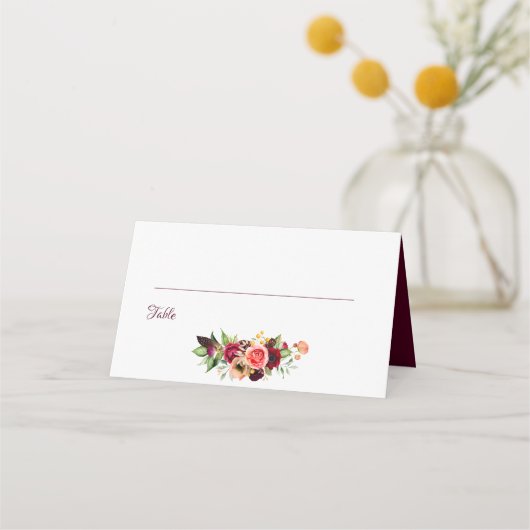 Burgundy waterkleurige florals boho bruiloft (Achterkant)