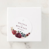 Burgundy waterverf floral rustige boho bruiloft bedankjes labels (In situ)