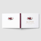 Burgundy waterverf floral rustige boho bruiloft gastenboek (Volledig)