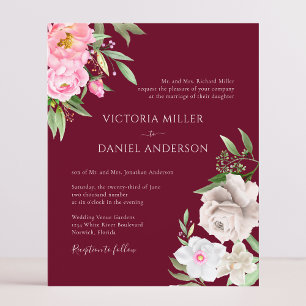 Burgundy Waterverf Floral Wedding
