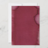 Burgundy Waterverf Paint Splash Wedding Invite Kaart (Achterkant)