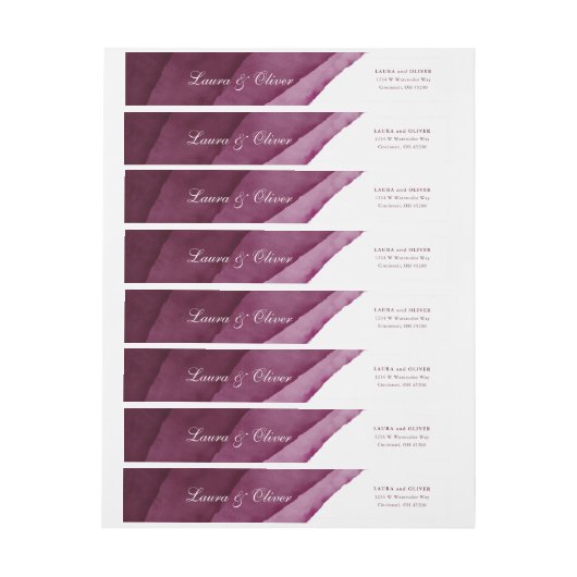 Burgundy Waterverf Wedding Wrap-Around Label (Vel)