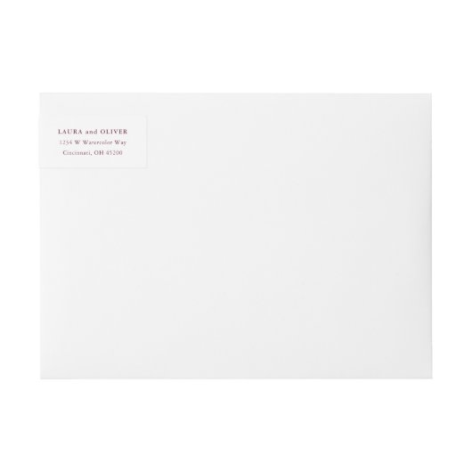 Burgundy Waterverf Wedding Wrap-Around Label (Voorkant)