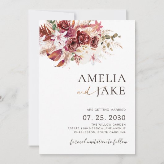 Burgundy We’re Getting Married Save the Date (Devant)