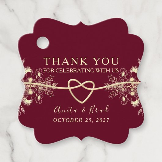 Burgundy Wedding Bedankt Bedankjes Labels (Voorkant)