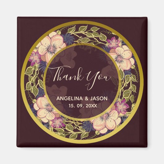 Burgundy Wedding Bedankt Magneet (Voorkant)