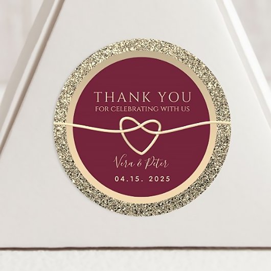 Burgundy Wedding Dank je wel Ronde Sticker
