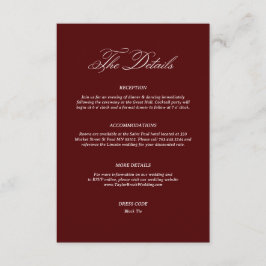 Burgundy Wedding Details Informatiekaartje