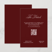 Burgundy Wedding Details Qr Code Informatiekaartje (Voorkant / Achterkant)