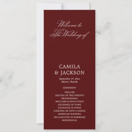 Burgundy Wedding Flat Program Kaart