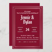 Burgundy Wedding Invitation Kaart (Voorkant / Achterkant)