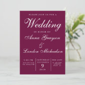Burgundy Wedding Invitation Kaart (Staand voorkant)
