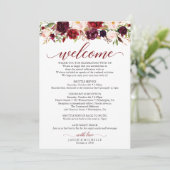 Burgundy Wedding Itinerary - Welkomstuitnodiging Kaart (Staand voorkant)