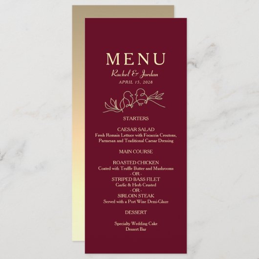 Burgundy Wedding Menu (Voorkant / Achterkant)