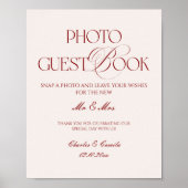 Burgundy Wedding Photo Guest Book Poster (Devant)