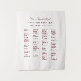 Burgundy Wedding Seating Chart Alphabetical Fabric Wandkleed