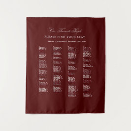 Burgundy Wedding Seating Chart Alphabetical Fabric Wandkleed