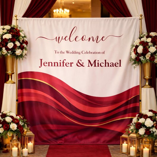 Burgundy Wedding Sign Wandkleed