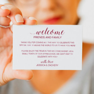 Burgundy Wedding Welcome Gift Bag Basket Plaatskaartje