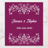 Burgundy Wedding Wijn Etiket (Enkel label)