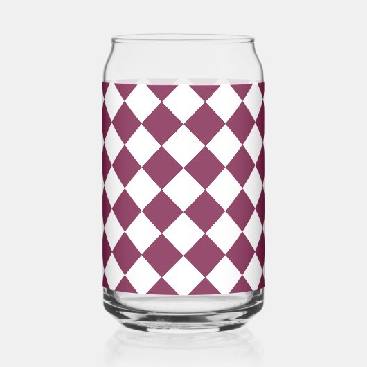 Burgundy White Checker Diamond Pattern Blikvorm Glas (Voorkant)
