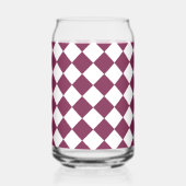 Burgundy White Checker Diamond Pattern Blikvorm Glas (Links)