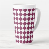Burgundy White Checker Diamond Pattern Latte Mok (Rechterhoek)