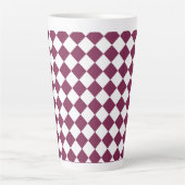 Burgundy White Checker Diamond Pattern Latte Mok (Voorkant)