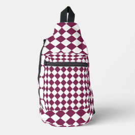 Burgundy White Checker Diamond Pattern Sling Bag