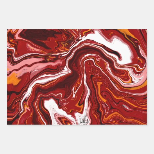 Burgundy White Digital Fluid Art Inpakpapier Vel (Voorkant 2)