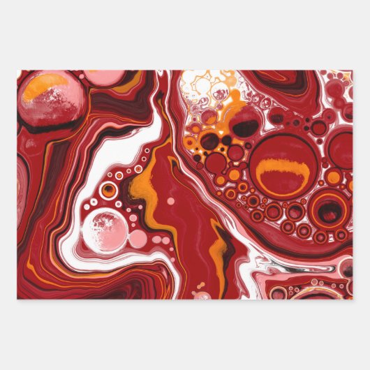 Burgundy White Digital Fluid Art Inpakpapier Vel (Voorkant)