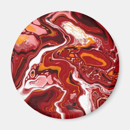 Burgundy White Digital Fluid Art Magneet (Voorkant)