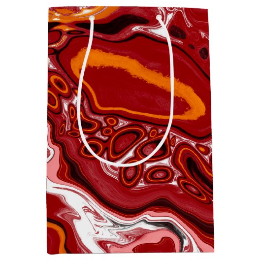 Burgundy White Digital Fluid Art Medium Cadeauzakje (Voorkant)
