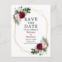 Burgundy White Floral Save the Date Geo Lijst