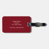 Burgundy White Framed Initiaal Monogram Bagagelabel (Achterkant horizontaal)