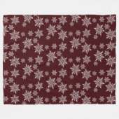 Burgundy White Kerstmis Snowflakes Fleece Deken (Voorkant (Horizontaal))