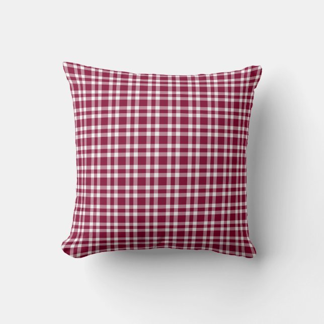 Burgundy White Plaid Pattern Kussen (Voorkant)