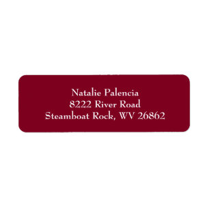 Burgundy & White Plain Return Address Labels