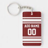 Burgundy White Team Jersey Custom Name and Number Sleutelhanger (Voorkant)