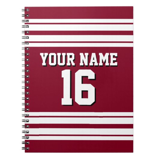 Burgundy White Team Jersey Notitieboek (Voorkant)
