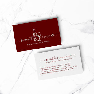 Burgundy-wijnmakerij restaurant eenvoudige lijntek visitekaartje