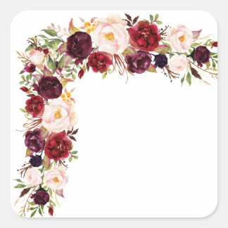 Burgundy Wilde Bloemrand Sticker
