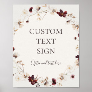 Burgundy Wildflower Beige Kaarten & Cadeaus op M Poster