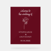 Burgundy Wildflower Wedding Acryl Bord (Voorkant)