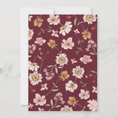 Burgundy Wildflower Wedding Kaart (Achterkant)